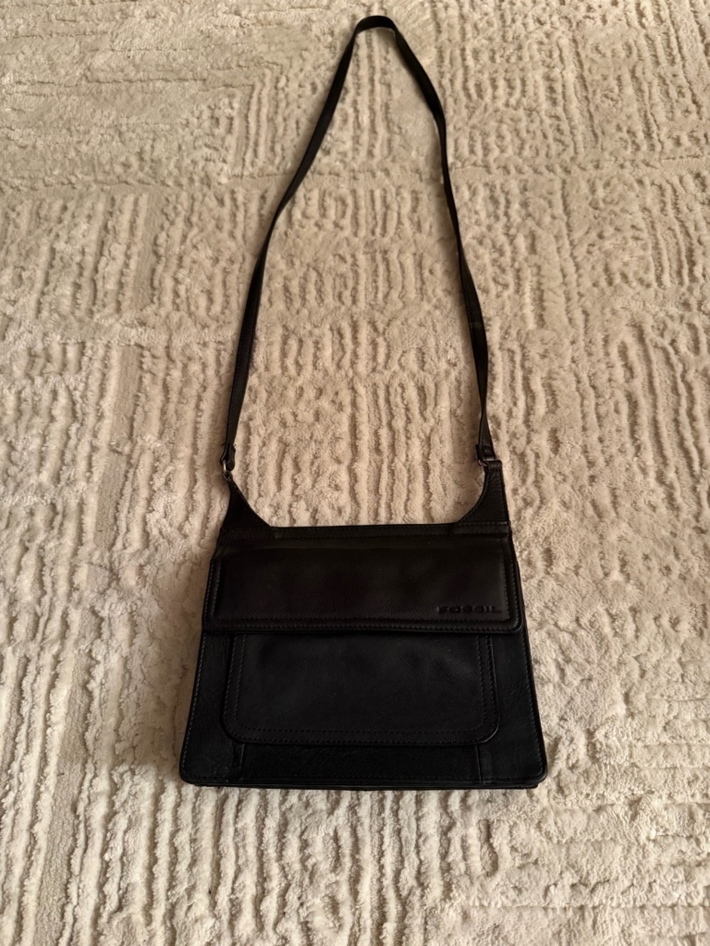 Fossil Black Leather Crossbody Bag
